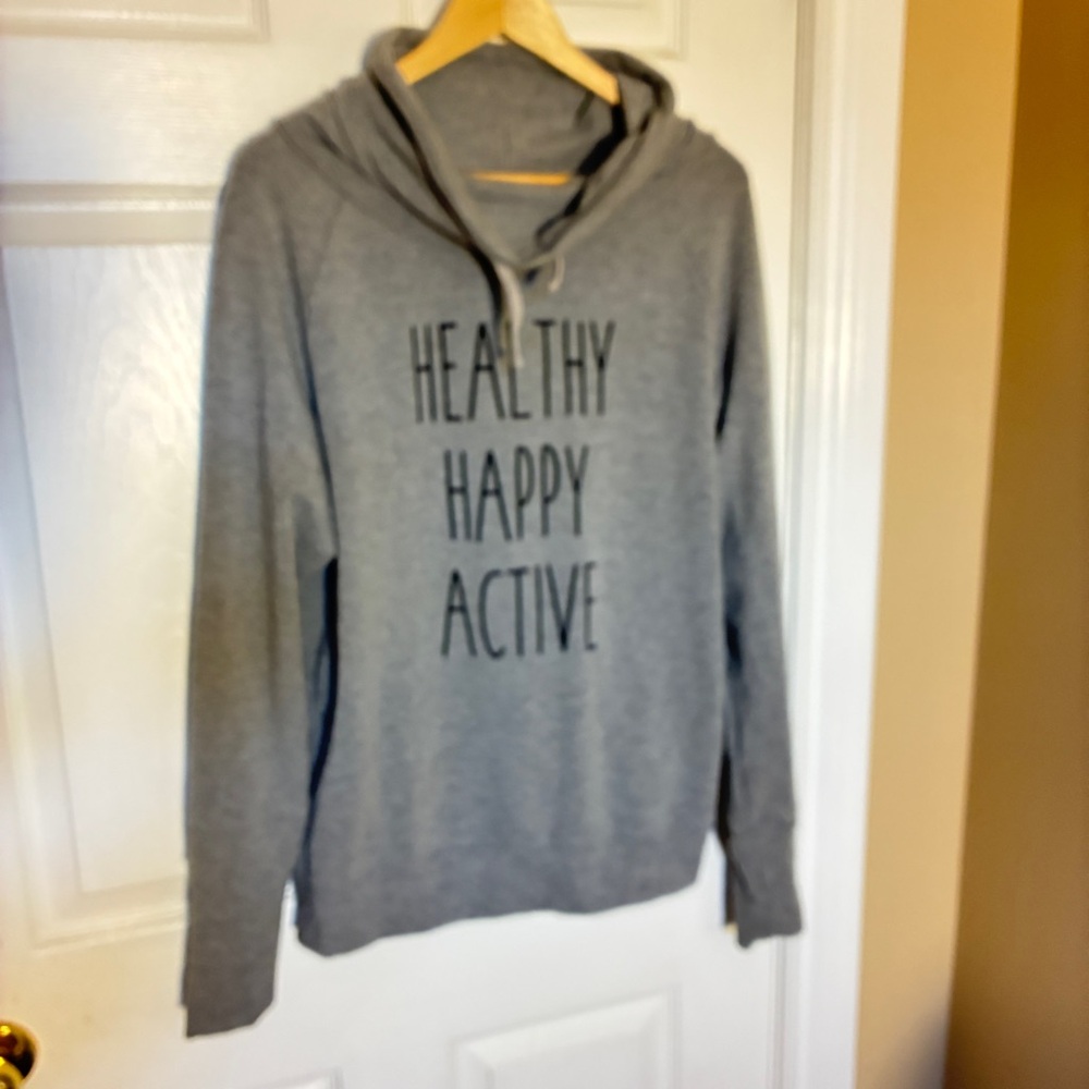 ⚡️3 for 25⚡️ Beachbody Gray Cowl Neck Sweater “Healthy Happy Active” | Medium